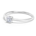 thumbnail image 3 of Gem Stone King 10K White Gold White Moissanite Solitaire Engagement Ring for Women (0.16 Cttw, Round 3.5MM, Gemstone April Birthstone, Size 8), 3 of 6