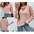 thumbnail image 4 of Lilgiuy Women Casual Soild Long Sleeve Knit Pullover Crewneck Sweater Coat,Pink,8(L) Winter Dresses for 2022, 4 of 5