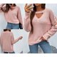 thumbnail image 4 of Pntutb Mujer Casual Soild Manga Larga Punto Jersey Cuello Redondo Suéter Abrigo Pntutb Pntutb-5030, 4 of 7