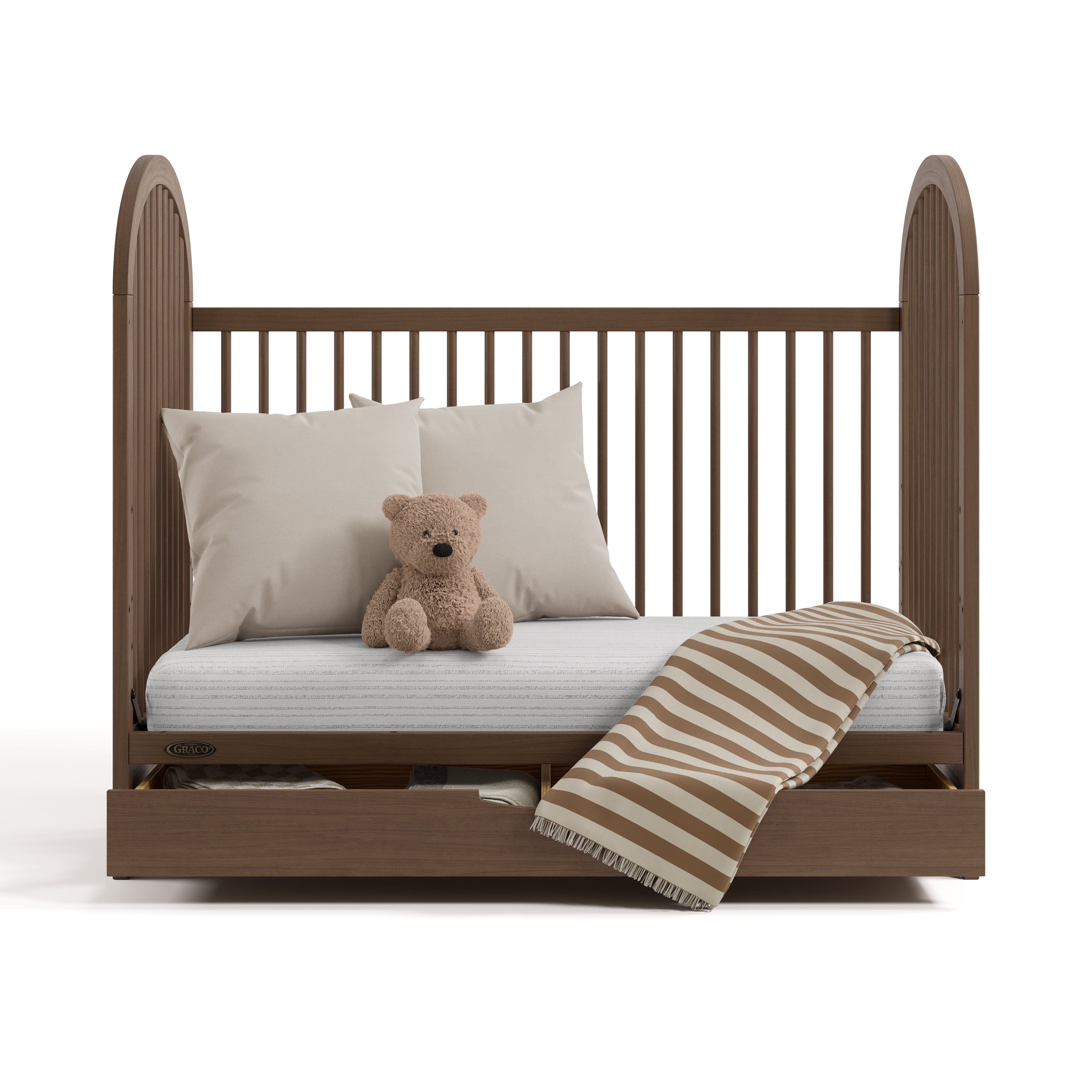 Graco Olivia 3-In-1 Convertible Baby Crib with Drawer, Hazelnut