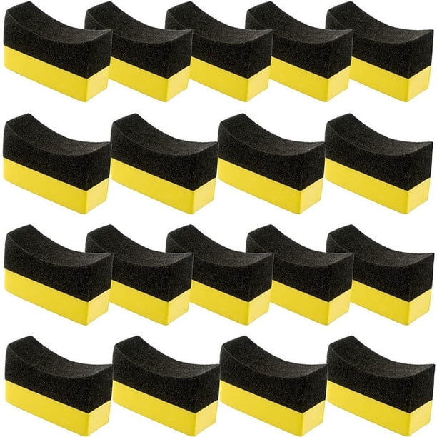 Paquete de 18 Almohadillas Aplicadoras de Vendaje de NeumáTicos Aplicador de Brillo de NeumáTicos Almohadilla de Vendaje Esponja de Pulido para Vidrio de Coche Acero Pintado
