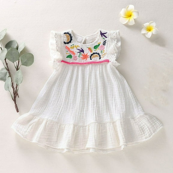 Lovebay 1-5T Baby Grils Lace Sleeveless Chinese Tradition Embroidery Dress