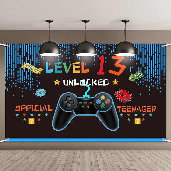 Video Game Birthday Decorations 8 9 10 11 12 13 14th Birthday Decorations for Boys Gaming Theme Photo Props Backdrop Banner Teenager Birthday Decoration, 3.6 x 6 ft