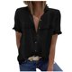 thumbnail image 1 of Camiseta holgada de manga corta con retazos de encaje liso informal a la moda para mujer, blusa con botones Pompotops hkajfhjk474158, 1 of 6