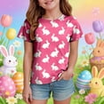 thumbnail image 2 of Hessimy Girls Lace Short Sleeve T Shirts Kids Summer Crewneck Tunic Tops Curved Hem(Hot Pink,10-11 Years), 2 of 6