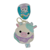 Squishmallows 3.5 Inch Belana the Cow with Purple Bandana Easter Clip Clip On Plush