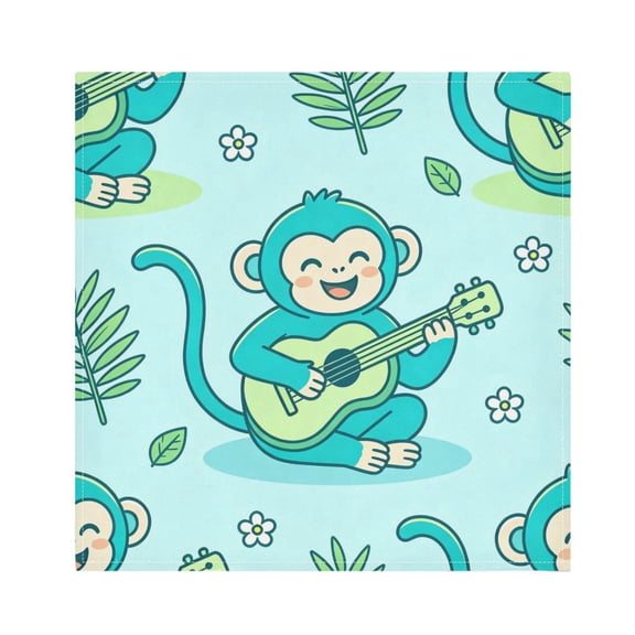 Iauyy Satin Napkins Set of 1- Happy Monkey 2 DIY Printing Decoration Cloth Napkin- Easy Care for Home/Party