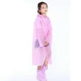 thumbnail image 5 of Rain Coat Spring Summer And Autumn Boys And Girls Plain Color Buttoned Thick Raincoats Pink Rain Poncho 5-14 Years, 5 of 6
