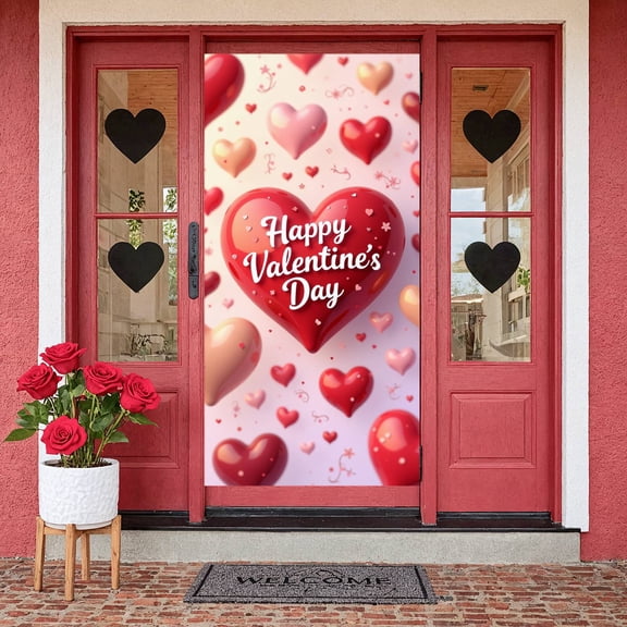 Heart-shaped Design Valentine's Day Banner Romantic Romantic Backdrop 3D Effect Colorful Hearts Love Background for Valentine's Party Couple Celebration Indoor Decoration