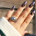 thumbnail image 4 of Openwork Full Diamond Pearl Ring For Women Grey And White, 4 of 4