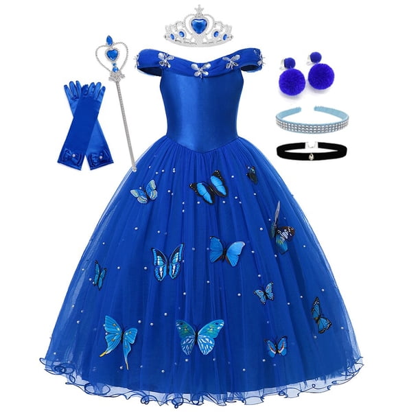 Disney Girl Cenicienta Cosplay disfraz vestir ropa niñas fiesta de Navidad vestidos de princesa niños cumpleaños boda vestido de baile 4T (etiqueta 120) Gao Jinjia LED