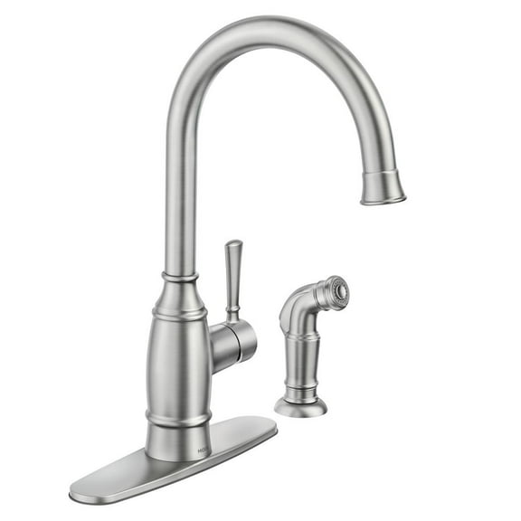 MOEN 87506SRS Noell Single-Handle Standard Kitchen Faucet with Side Sprayer in Spot Resist Stainless