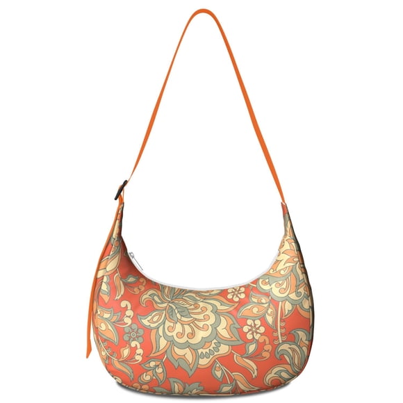 Adjustable Strap Crossbody Bag Lightweight Nylon Vintage Paisley Boho Floral Pattern Small Purse for Women Office Travel Daily Use