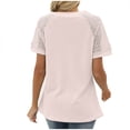 thumbnail image 5 of Htigea Tops for Women Summer Blouse Waffle Knit Short Lace Sleeve Shirts Today Sales Pink,S, 5 of 5