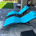 thumbnail image 1 of PURPLE LEAF 3 PCS Patio Oversized Chaise Lounge Chair Set of 3with Side Table Poolside Adjustable Recliner Chairs for Outside Beach Outdoor Pool Sunbathing Tanning Loungers, Turquoise Blue, 1 of 9