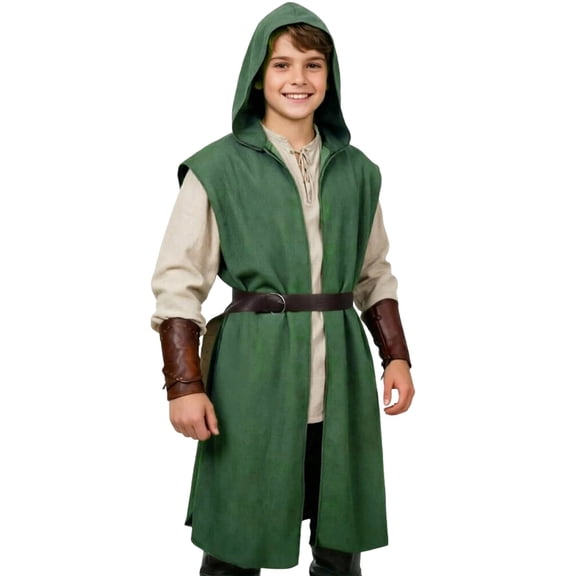 Tiijoy Boys Halloween Hooded Surcoat Tabard Loose Hooded Sleeveless Top, Sizes 5-14