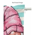 thumbnail image 5 of Pink Gnomes Summer Kitchen Valances for Windows Farmhouse Linen Window Valance Curtain for Living Room Window Treatment Tropical Leaves Aqua Stripes Valance Rod Pocket Topper Drape, 54 x 18 Inch, 5 of 6
