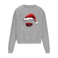thumbnail image 4 of UVEASISHA Christmas Sweatshirts for Men 2025 Fashion Wine Glass Print Crewneck Pullover Xmas Funny Tops Fall Winter Fleece Oversized Sweatshirt Gray 2XL, 4 of 5