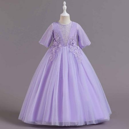 

QISIWOLE Girls Pageant Ball Gowns Kids Chiffon Embroidered Wedding Party Dress Gauze Dress Princess Dress