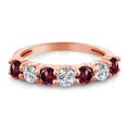 thumbnail image 2 of Gem Stone King 18K Rose Gold Plated Silver Red Rhodolite Garnet E-F Lab Grown Diamond Anniversary Ring for Women (1.39 Cttw, Gemstone Birthstone, Available in Size 5, 6, 7, 8, 9), 2 of 4