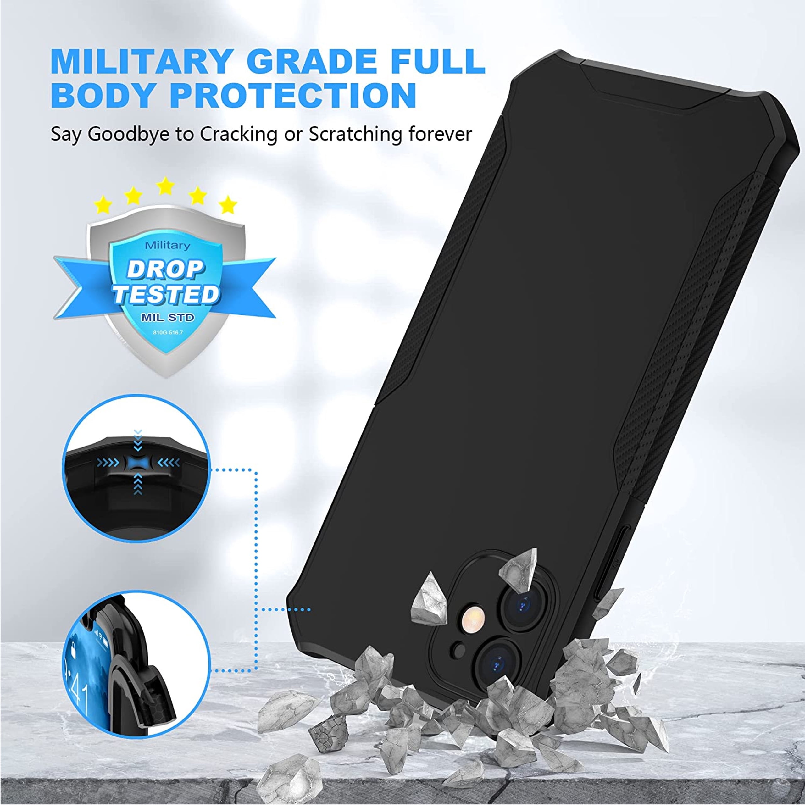 Xpression Phone Case For BLU View 5 Pro (2024) Full-Body Dual Layer Hybrid Case Slim, Drop-Proof TPU Hard PC, Durable Corner Front Bumper Protector Cover, Black