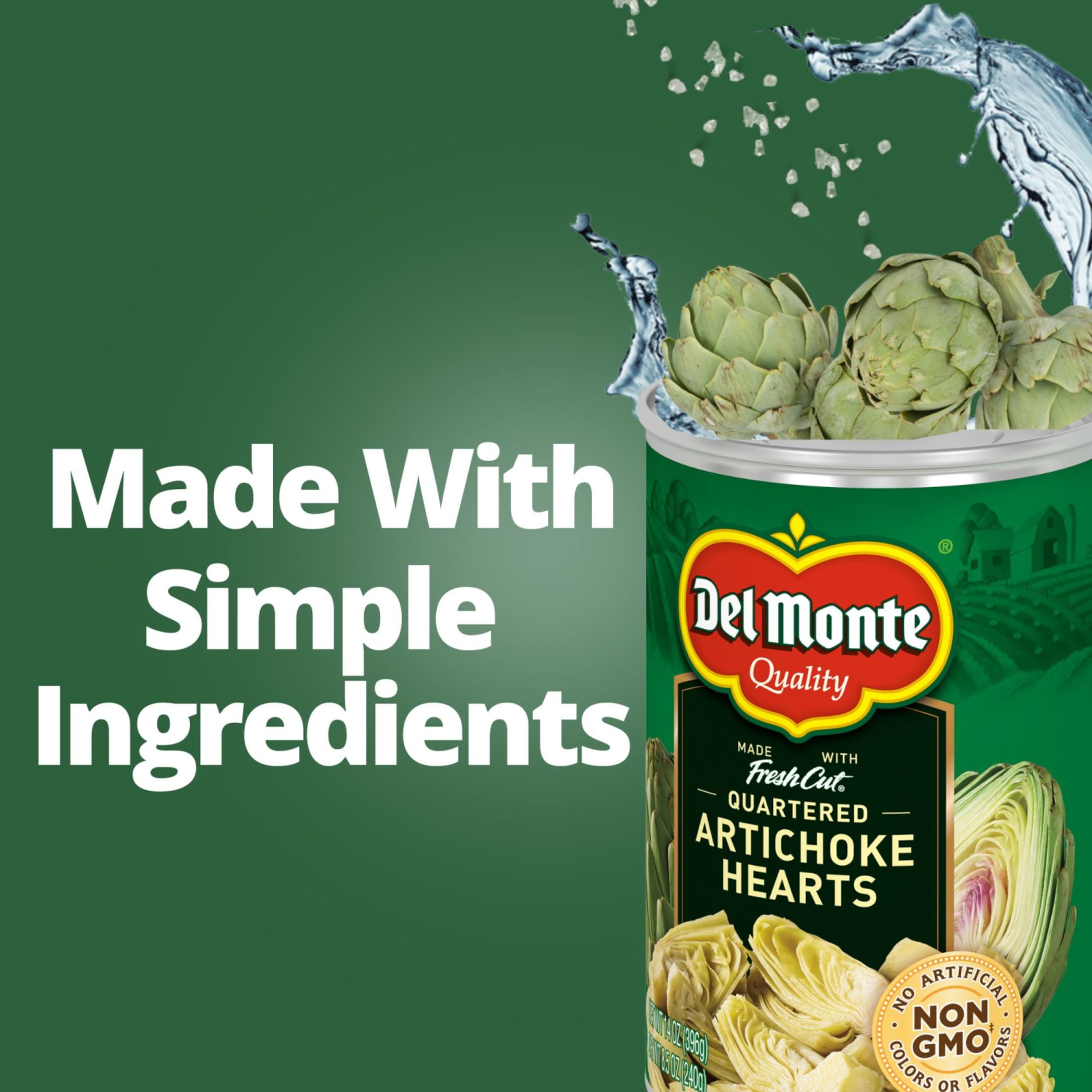 (6 pack) Del Monte Quartered Artichoke Hearts 14 oz Can, Canned Vegetables
