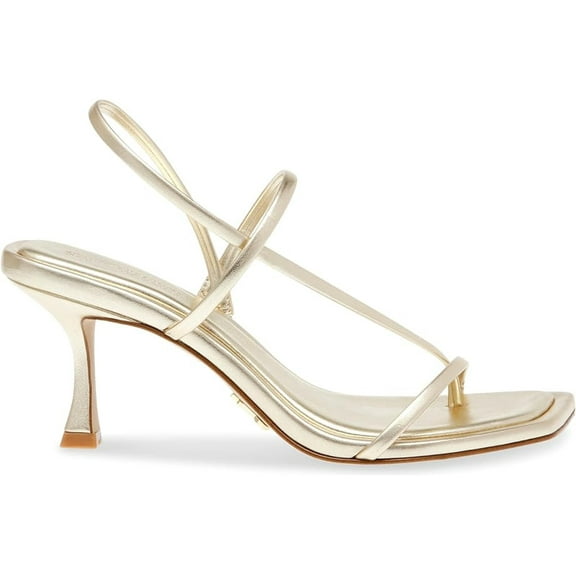 Locke Leather Strappy Y2K Mid Heels Gold Sandals - Champagne