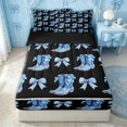 thumbnail image 2 of Erosebridal Western Blue Bowknot Zipper Full Size Comforter Sets with Fitted Sheet and 2 Pillowcases for Girls, Cowboy Boot Print Zipper Bedding Set, Black Reversible, 4-Piece, 2 of 7