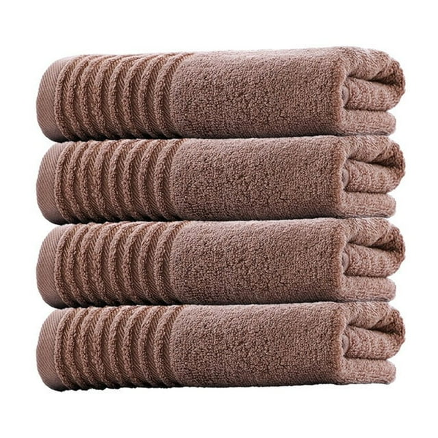 Hand Towel Solid Color Striped Yarn Soft Absorbent Towel Towel Face Wash Towel Four Sets Brown D