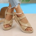 thumbnail image 2 of Rokment Comfortable Ortho Walking Sandals for Women Plantar Fasciitis Beach Summer Casual Leather Buckles Open Toe Memory Foam Non Slip Nursing Work Shoes Khaki Size 9.5, 2 of 6