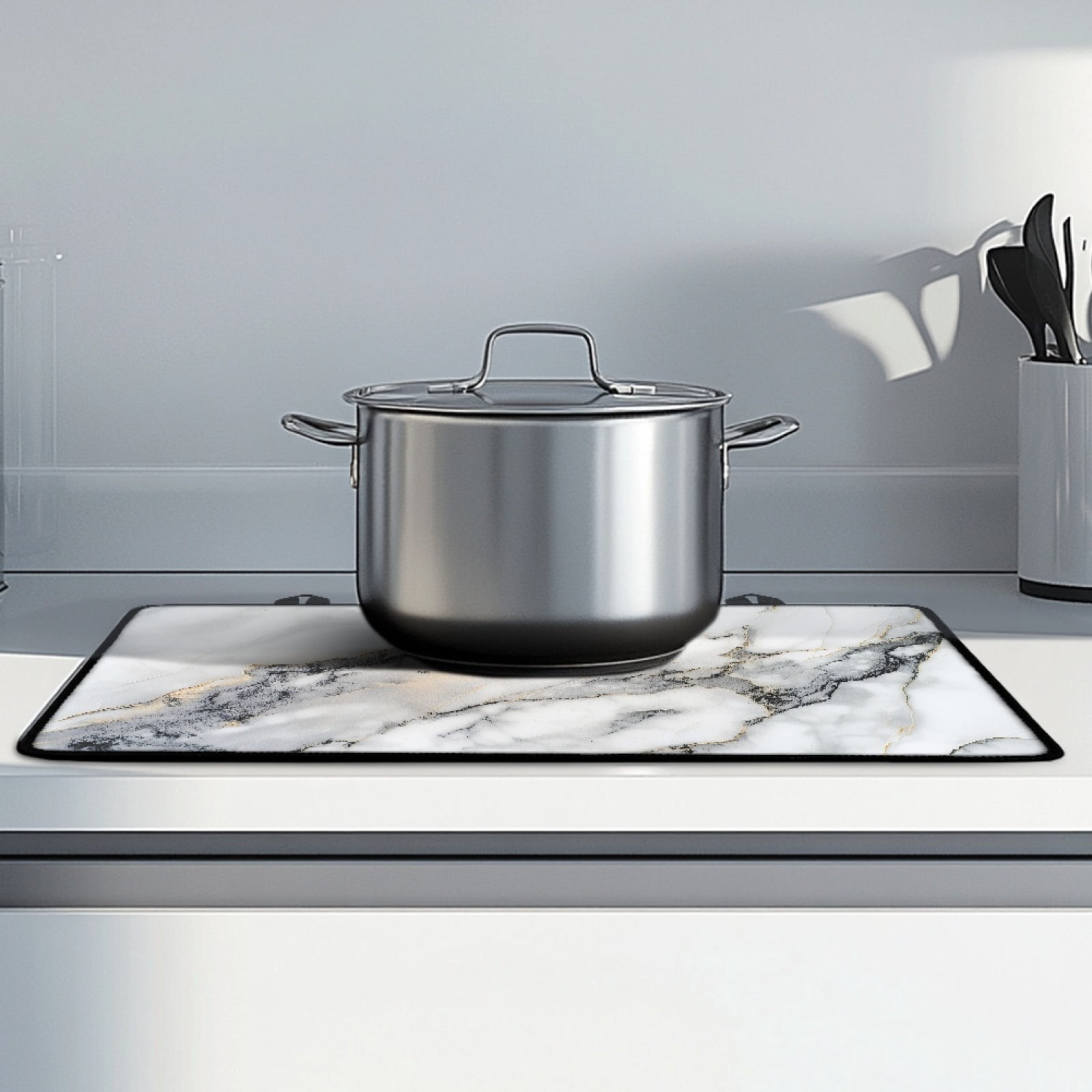 Renewold Stove Cover for Glass Top Stove, Induction Electric Stove Top Cover Protector Oil Resistant Heat Resistant Washer Dryer Top Mat, 29" x 21", White Grey Marble