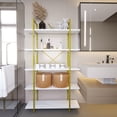 thumbnail image 5 of 5 Tiers Bookshelf Organizer White Faux Marble Shelf,Modern Open Display Storage Bookcase, and Metal Bookshelf Standing Storage Shelf Tall Shelving Units for Home Office Study, 5 of 8