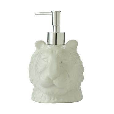 Vern Yip by SKL Home Jungle Cats Soap Dispenser, White, Ceramic, 6.75" x 4.25" x 4.75"