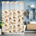 thumbnail image 6 of No Hook Shower Curtain with Snap in Liner, Western Cowboy on Horse Waterproof Bath Curtain Double Layers with See Through Top Window, Watercolor Desert Art Hotel Shower Curtains 72x84in, 6 of 9