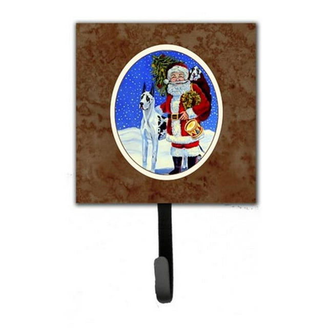 Harlequin Great Dane with Santa Claus Leash or Key Holder