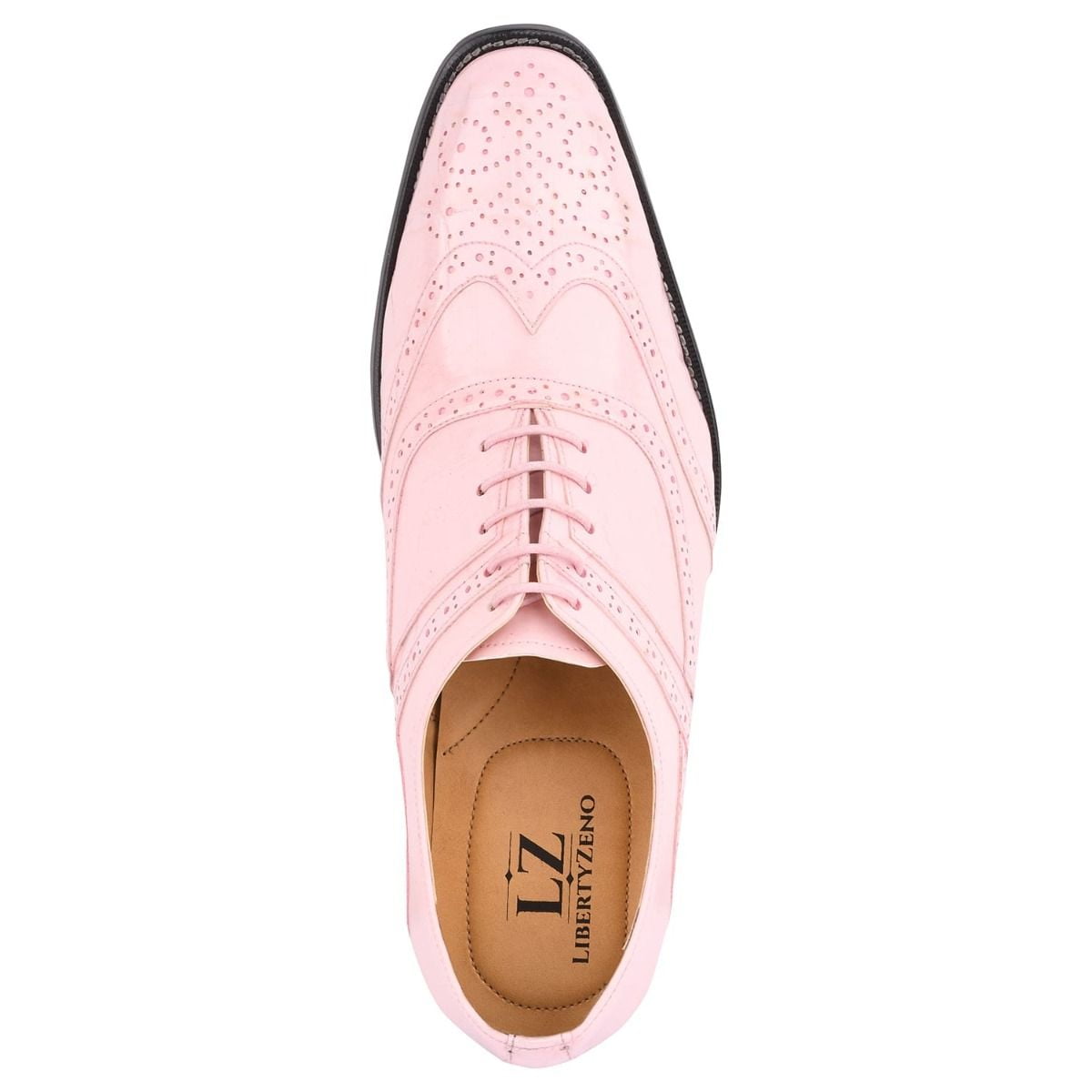 Handmade men's lace-up loafers in powder pink leather