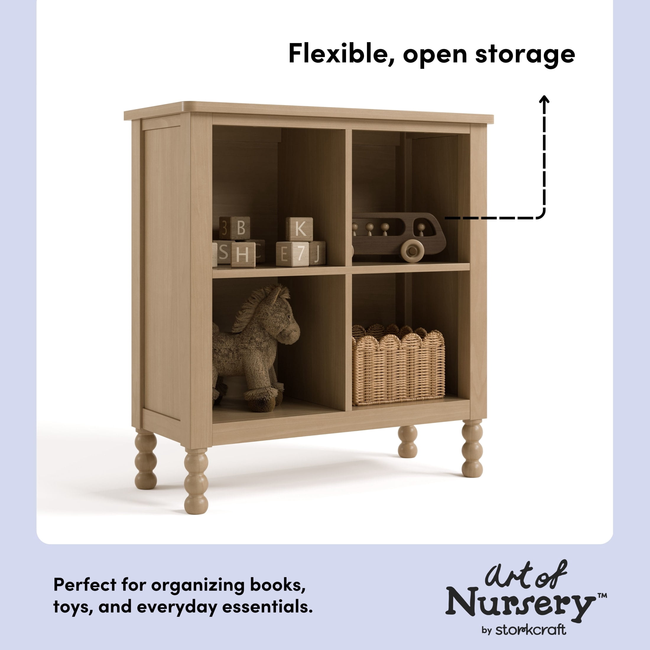 Art of Nursery by Storkcraft Rio 4 Cube Storage Organizer Kids Bookcase - Driftwood