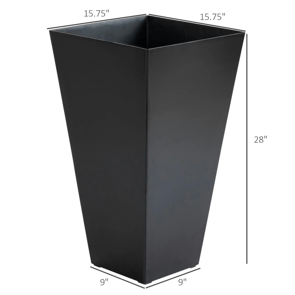 Resenkos Set of 3 Tall Planters with Drainage Hole, 28" Outdoor Flower Plant Pots, Indoor Planters for Porch Patio and Deck, Black