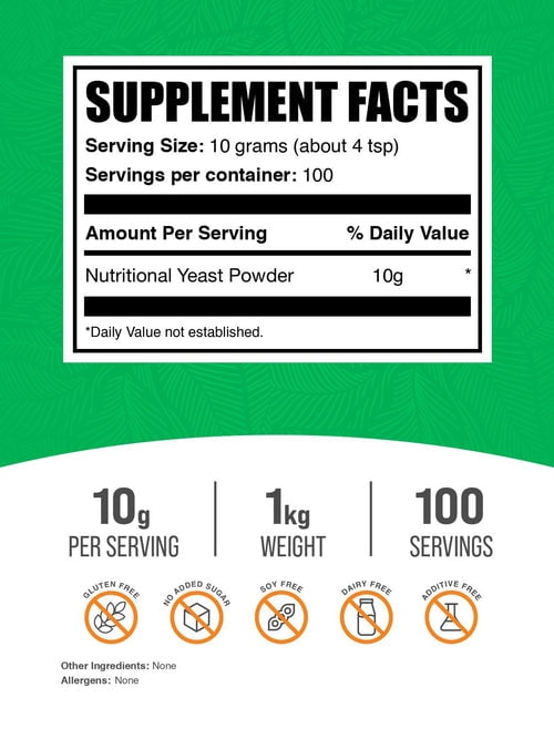 BulkSupplements Nutritional Yeast Powder, Nutritional Yeasts, Vegan & Gluten-Free, 1kg