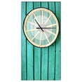 thumbnail image 1 of DesignArt Antique Wagon Wheel on Turquoise Wood Large Wall Clock, 1 of 2