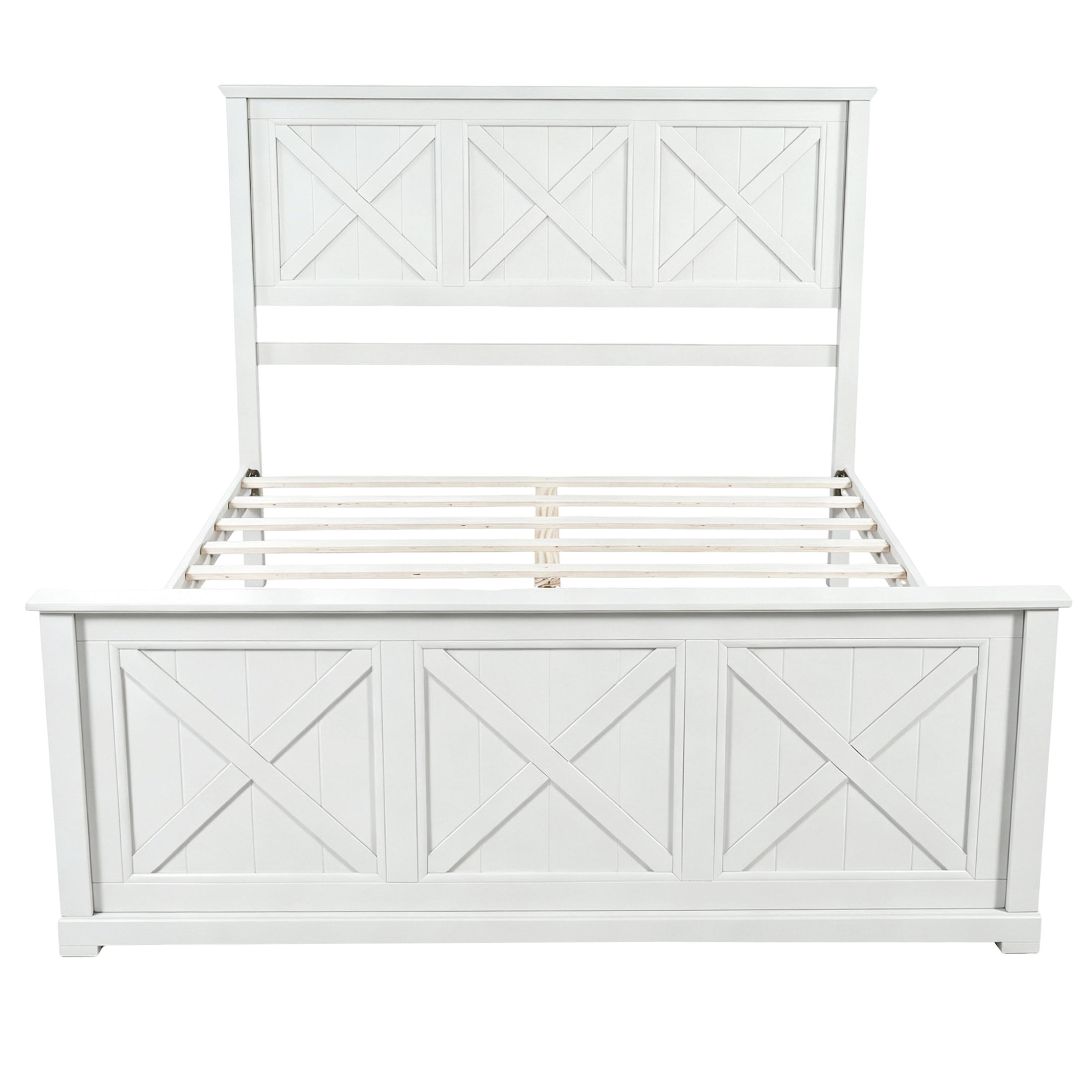 Noble House 4 Piece Queen Bedroom Set with Platform Bed, 2 Nightstands and Dresser, White