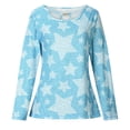 thumbnail image 4 of ICHUANYI Liquidación Moda Mujer Cuello Redondo Manga Larga Estampado Casual Hueco Camisa Blusa ICHUANYI WER202308233625, 4 of 8