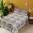 thumbnail image 2 of Ambesonne Garden Scene Fitted & Flat Sheet with Shams 4 Pcs Set, Art Pastel Chamomile, King, Pale Lilac Fern Green, 2 of 5