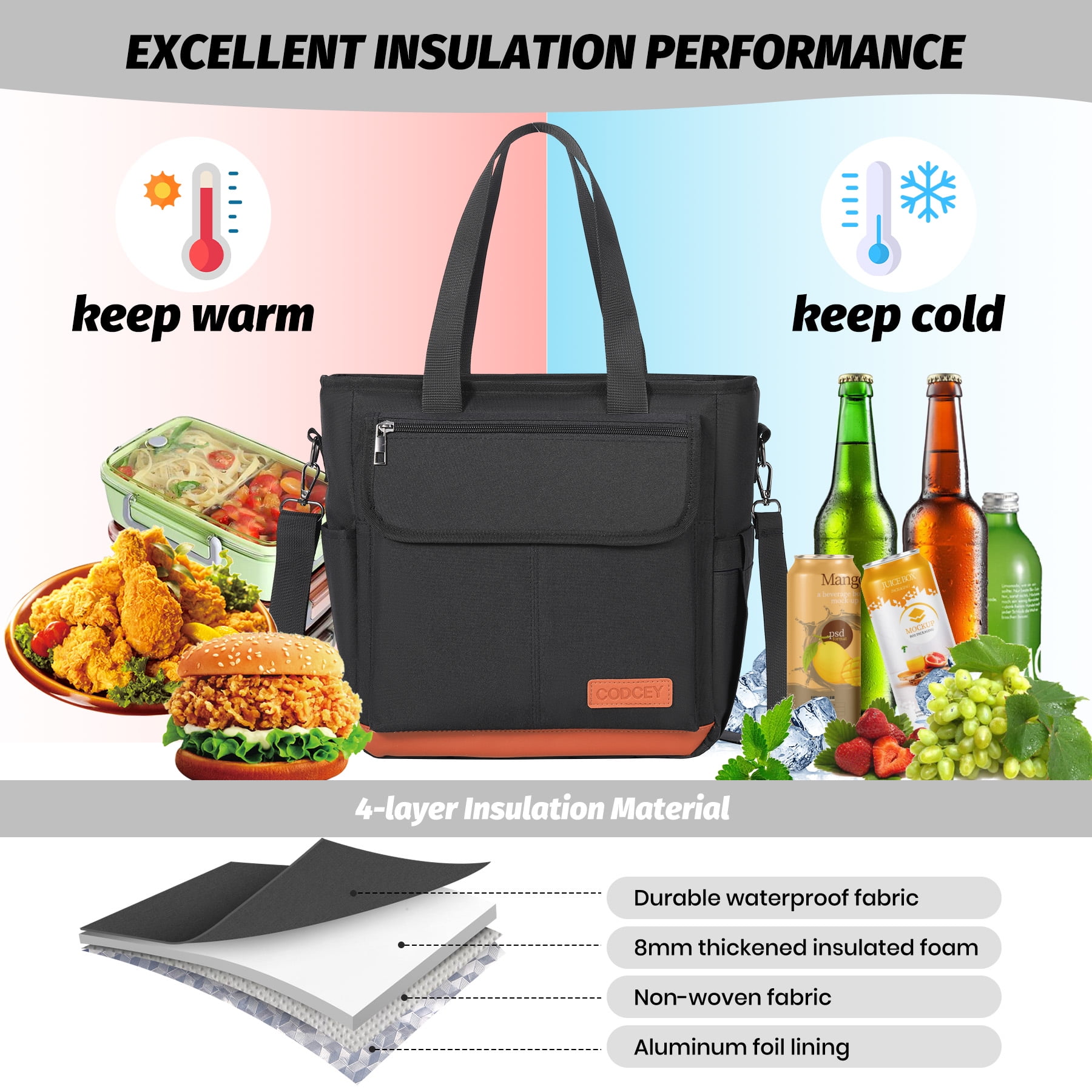CODCEY Insulated Reusable Lunch Bags Women