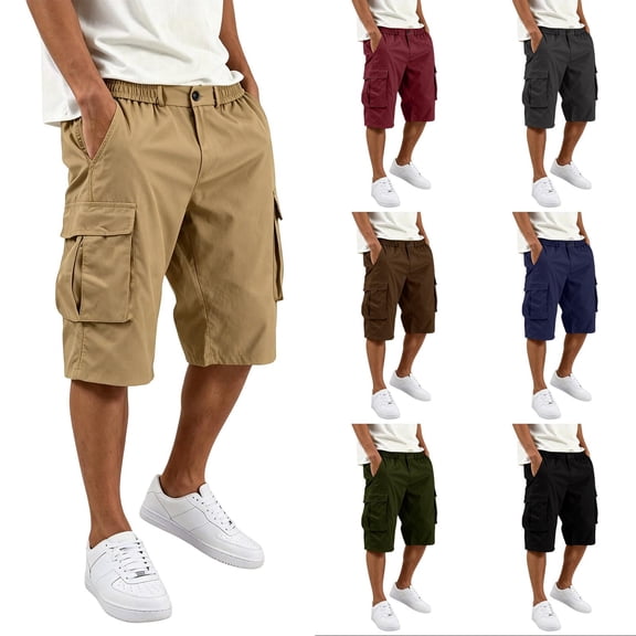 Mens Cargo Shorts Tactical Travel Summer Below the Knee Shorts Hiking Lightweight Casual Bermuda Shorts, 3XL