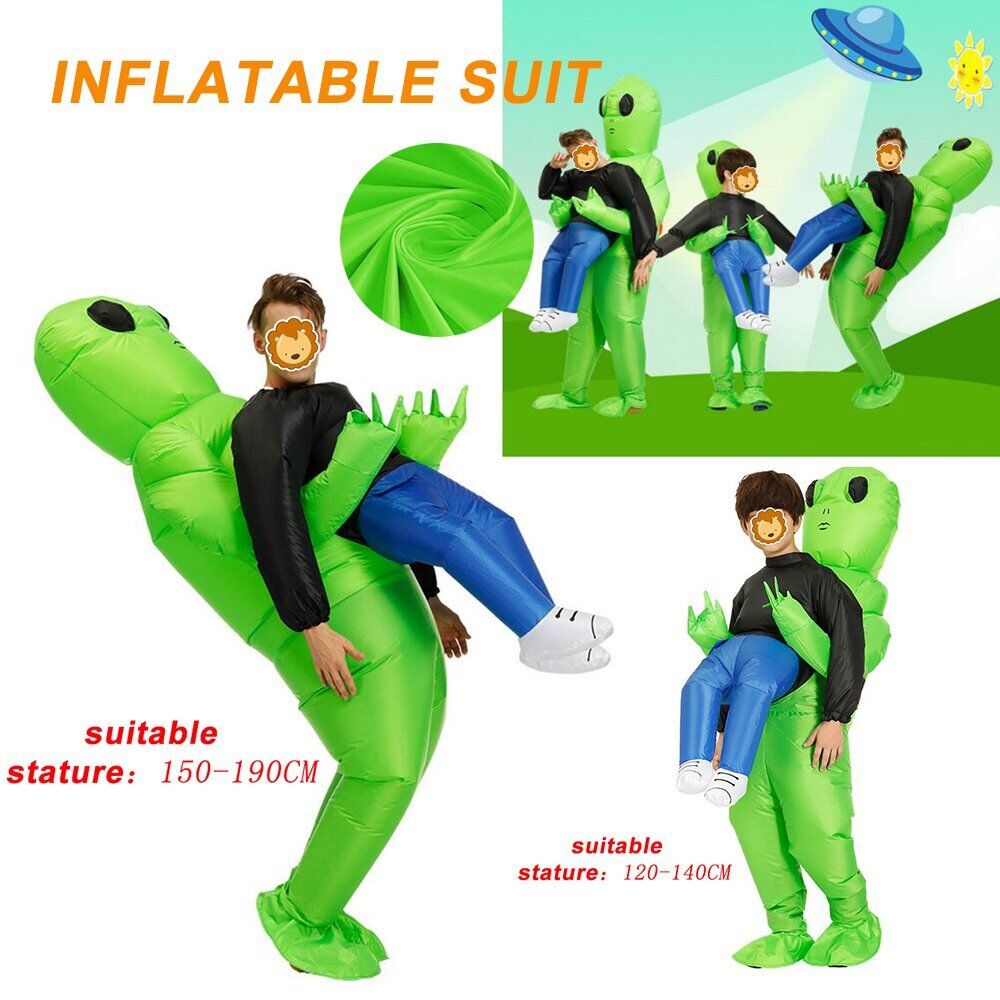 Scary Halloween Green Alien Inflatable Costume Blow Up Suits Party
