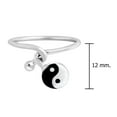 thumbnail image 2 of Beautiful Eternal Duality Black and White Yin Yang Twisting Sterling Silver Band Ring for Men and Women Anniversary Jewelry Gift-7, 2 of 6