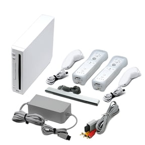 Pre-Owned Nintendo Wii Game Console with 2 RetroFam Remotes & Nunchucks White