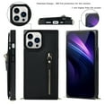 thumbnail image 2 of Crossbody Wallet Case for iPhone 15 Pro Max with RFID Blocking Card Slot Holder, Magnetic Flip Folio Purse Case, Premium PU Leather Zipper Handbag with Detachable Lanyard Strap, Black, 2 of 10
