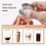 i cafilas Reusable Coffee Pods Compatible with Nespresso Vertuo Next, Plus&POP,Stainless Steel Refillable Capsule Kit with 6pcs Aluminum Shells, Eco-Friendly Coffee Accessory, Scoop & Brush